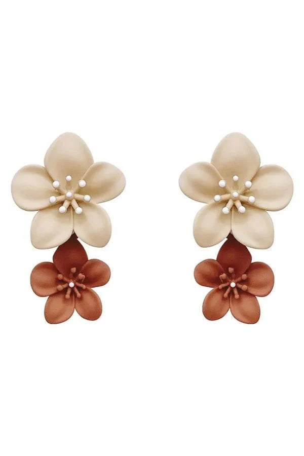 Flower Dual Tone Earrings