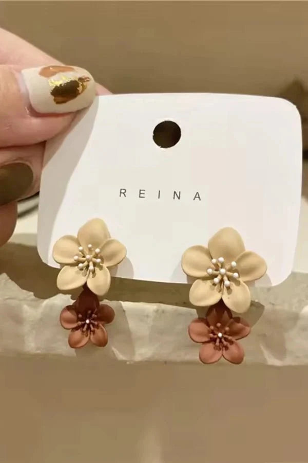 Flower Dual Tone Earrings