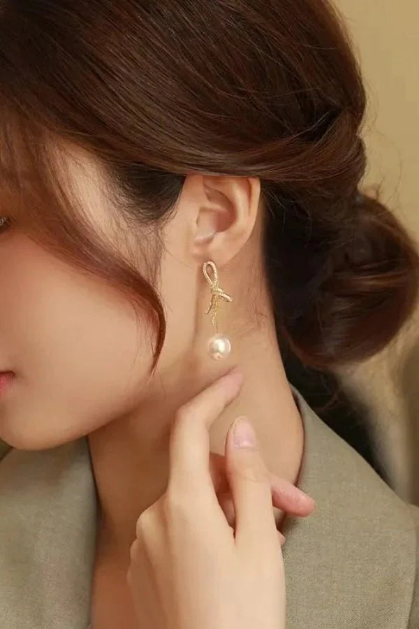 Luciana Pearl Bow Earrings
