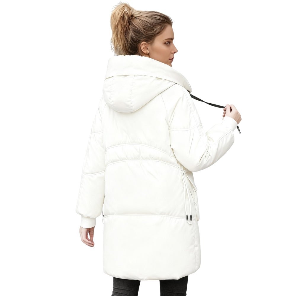 cold-weather essential," "thermal performance," "weather-resistant," "urban exploration," "chic outerwear," and "investment piece