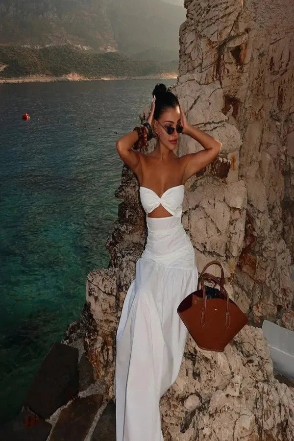 Linda Breasted Hollowed Maxi Dress