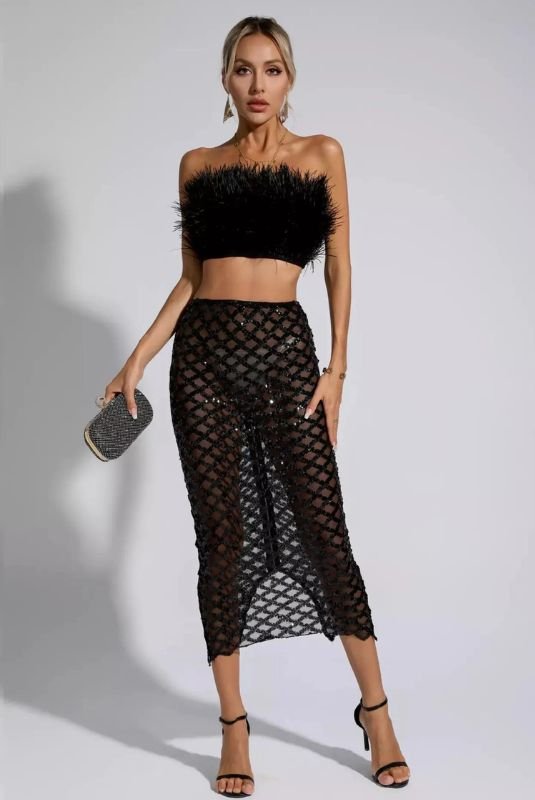 Ensemble de bandage à plumes et à paillettes Vienne