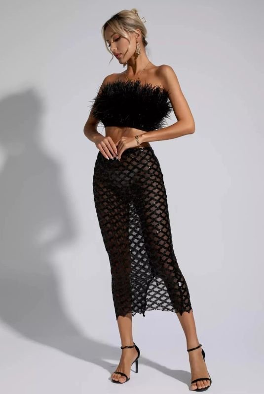 Ensemble de bandage à plumes et à paillettes Vienne