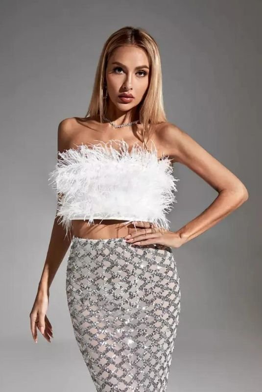 Ensemble de bandage à plumes et à paillettes Vienne