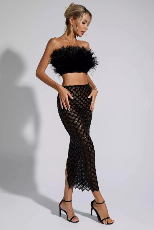 Ensemble de bandage à plumes et à paillettes Vienne