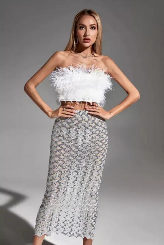 Ensemble de bandage à plumes et à paillettes Vienne