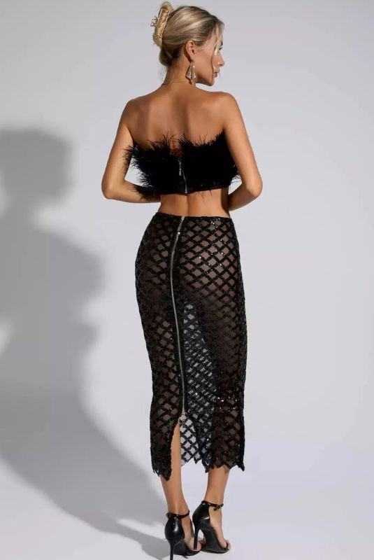 Ensemble de bandage à plumes et à paillettes Vienne