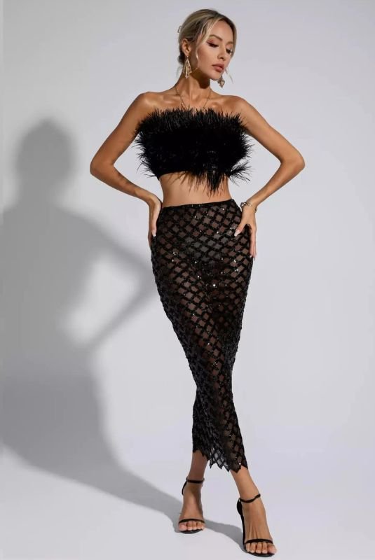 Ensemble de bandage à plumes et à paillettes Vienne