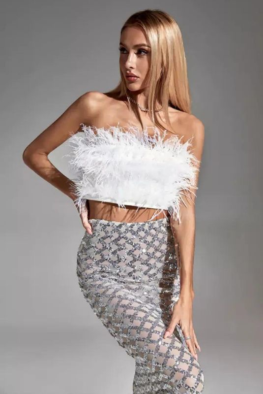 Ensemble de bandage à plumes et à paillettes Vienne