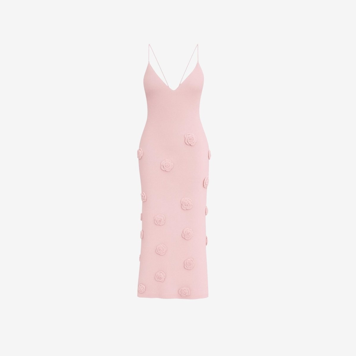 Pink dress with white collar on a light pink background