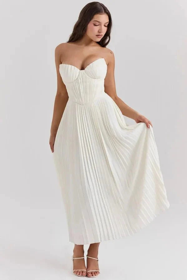 Kouvr Anaflor White Strapless Corset Midi Dress