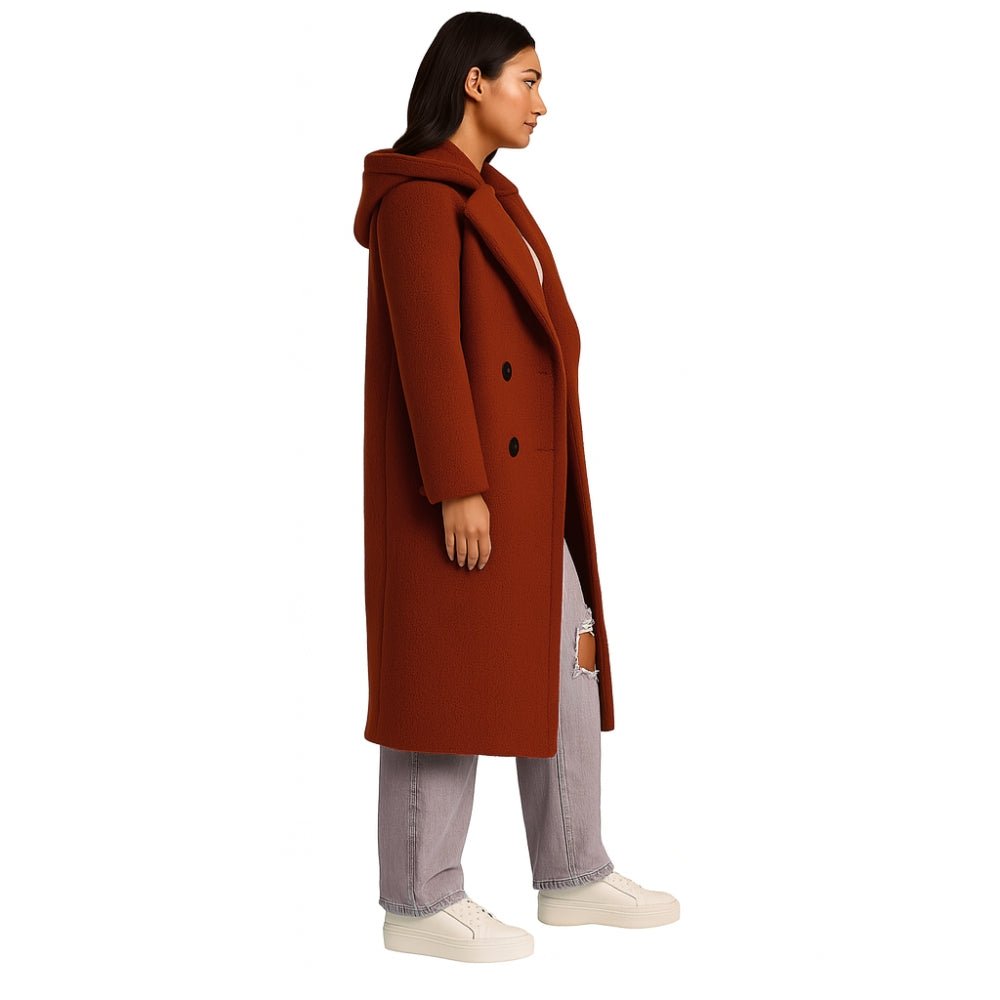 plush fleece jacket, oversized winter coat, cozy longline jacket, caramel teddy bear coat