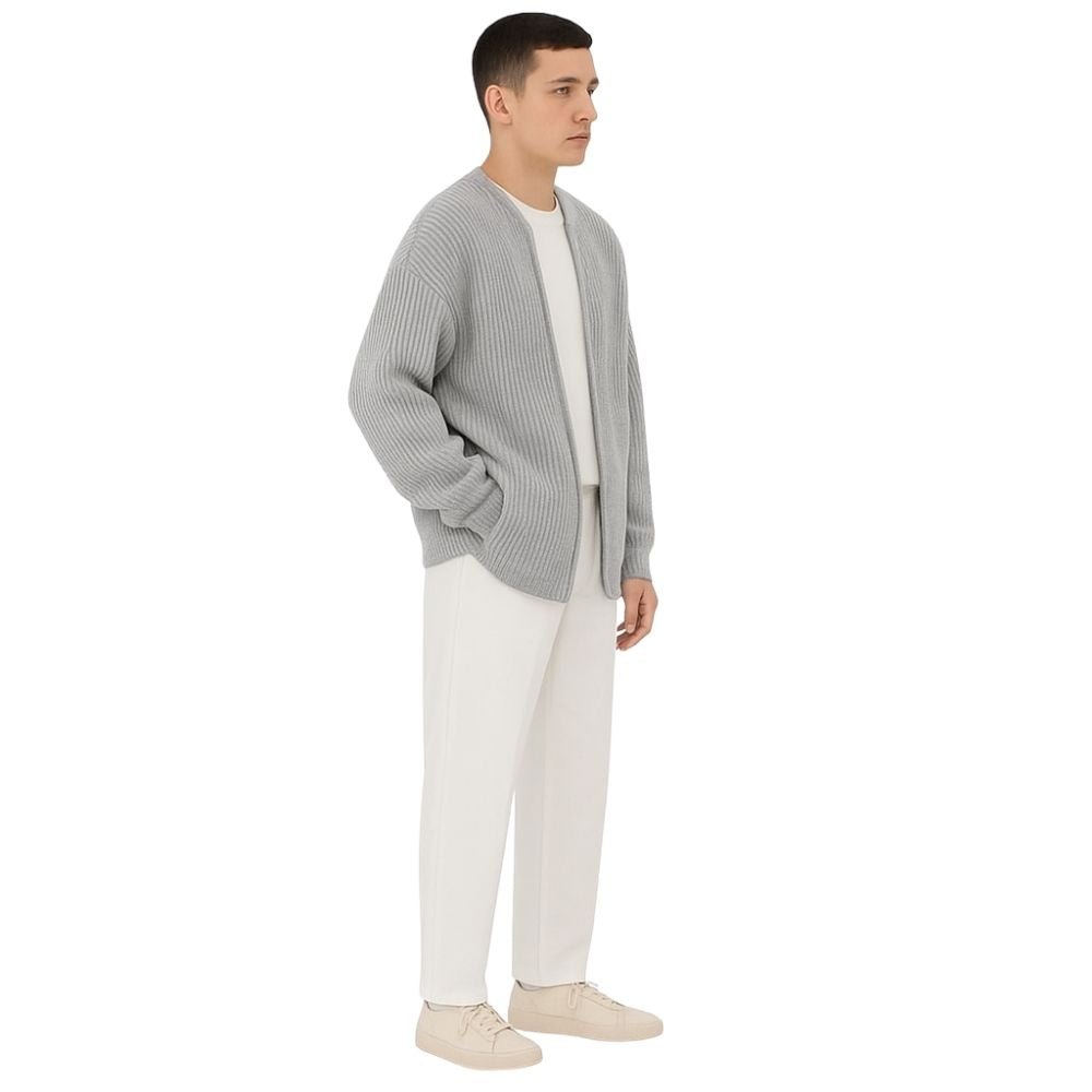 collarless bomber jacket," "minimalist sweater jacket," "quiet luxury knitwear," "structured knit," "transitional outerwear