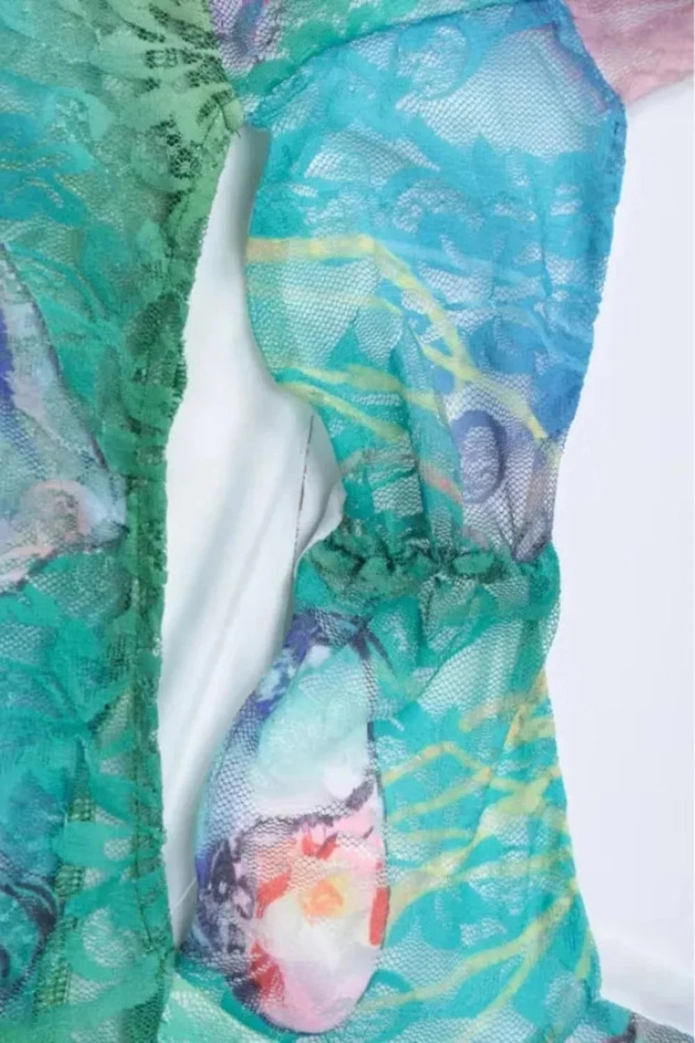 artistic print dress, watercolor dress, mesh gown, second-skin dress, bustier top maxi, statement occasion wear, luxury resort wear, gallery opening dress.