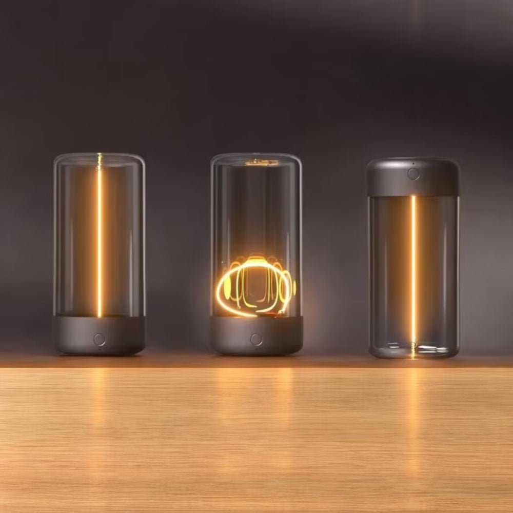 ambient lighting", "warm glow lamp", "minimalist home decor", "touch control light", "USB-C lamp", "portable centerpiece", "breathing light mode", "sculptural lighting", "hygge decor