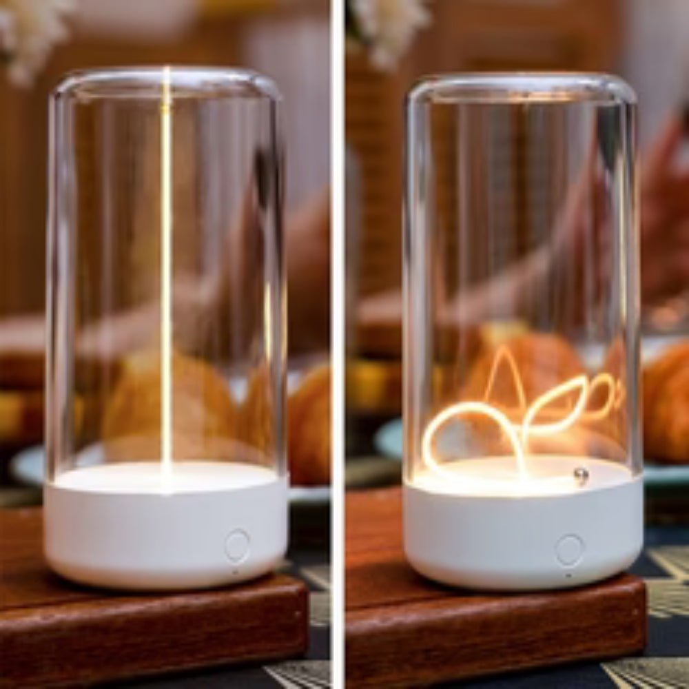 ambient lighting", "warm glow lamp", "minimalist home decor", "touch control light", "USB-C lamp", "portable centerpiece", "breathing light mode", "sculptural lighting", "hygge decor
