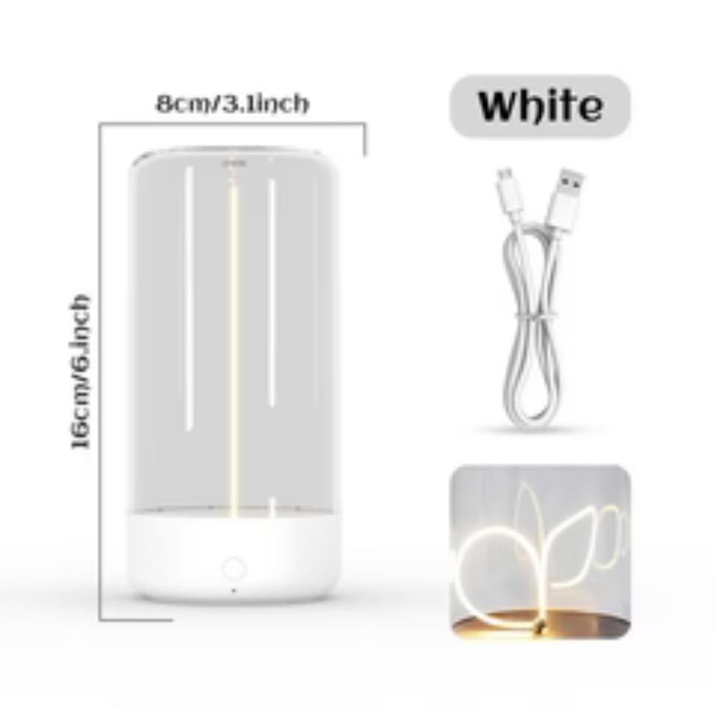 ambient lighting", "warm glow lamp", "minimalist home decor", "touch control light", "USB-C lamp", "portable centerpiece", "breathing light mode", "sculptural lighting", "hygge decor