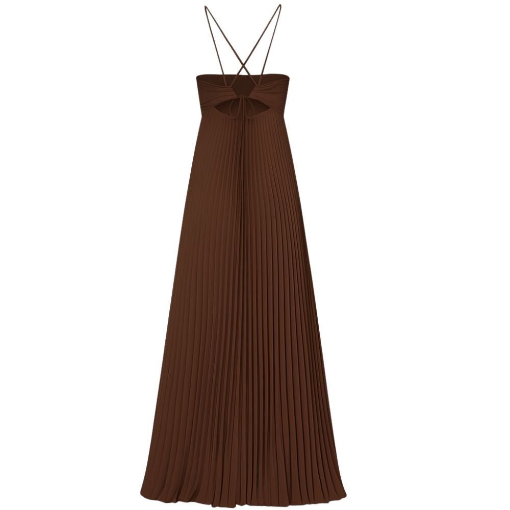 Kouvr Pleated Halter Maxi Dress Back View