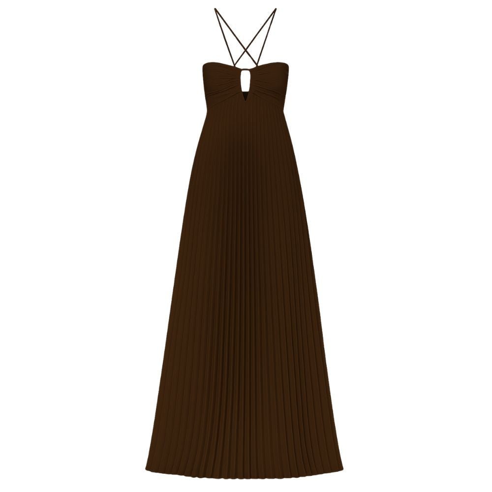 Kouvr Pleated Halter Maxi Dress Back View