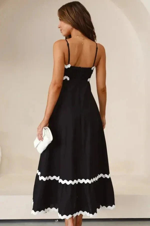 Kouvr Fashion black amillia midi dress front view on model