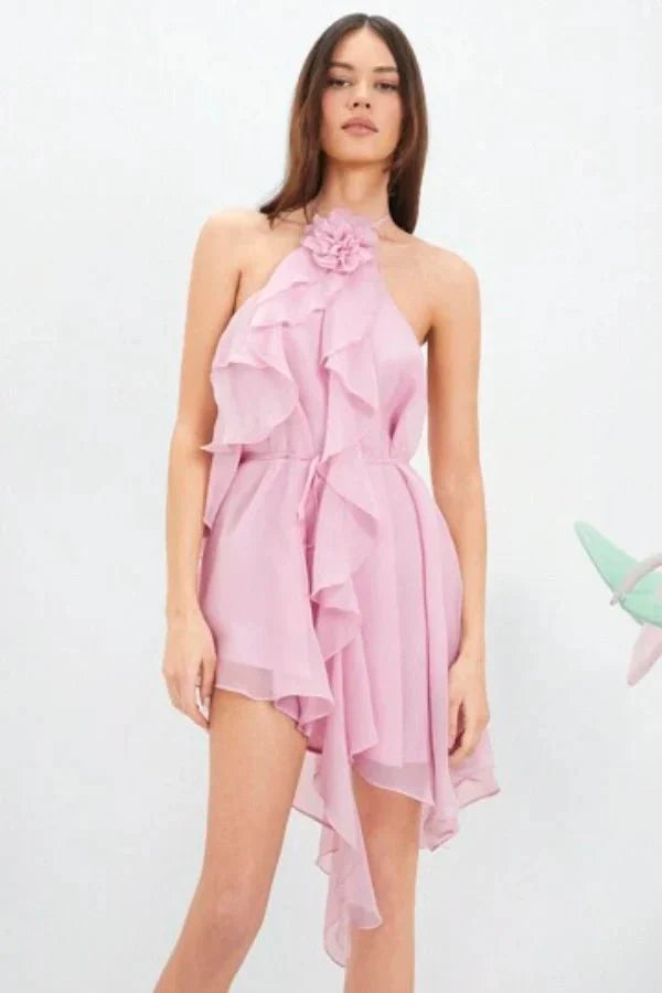 cascading layers," "sculptural floral," "flowing silhouette," "whimsical," "romantic