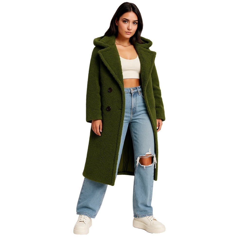 oversized fit," "cocoon silhouette," "cozy outerwear," "investment piece," "sustainable wool," "trans-seasonal jacket