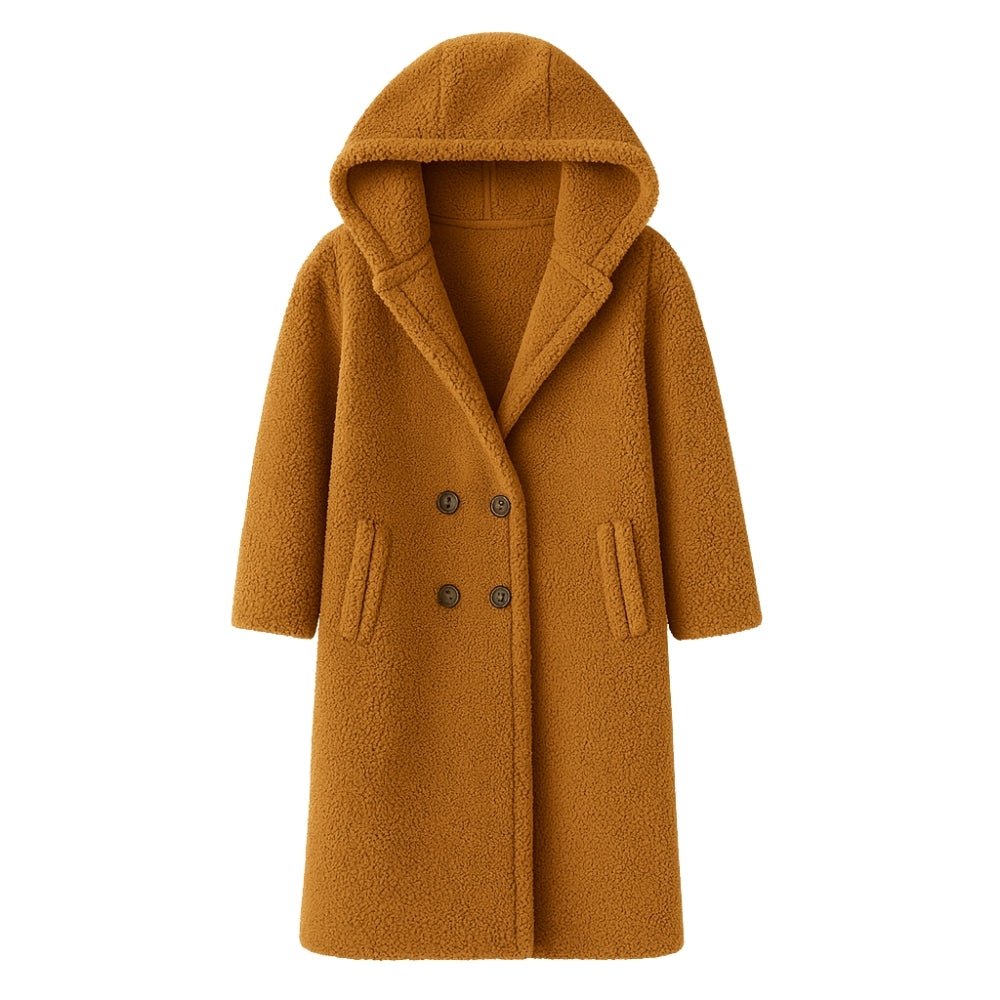 plush silhouette," "statement outerwear," "winter wardrobe essential," and "cocoon coat