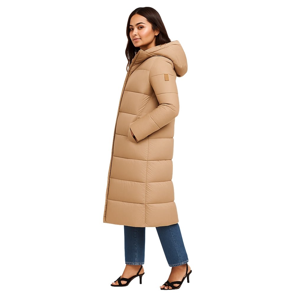 down-filled overcoat", "cold-weather essential", "quilted jacket", "insulated outerwear", "winter wardrobe staple