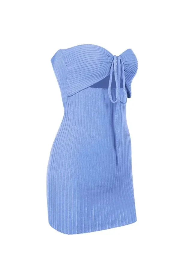 bandeau dress,body-hugging,sculpting fit, cerulean blue, and cocktail attire