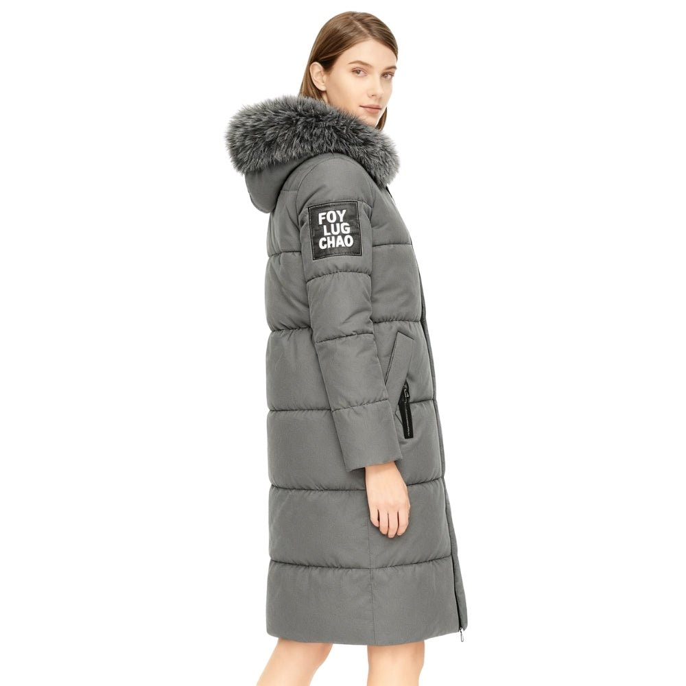 Weave these terms naturally into your product description: quilted outerwear, cold weather essential, urban winter style, heavyweight parka, chic winter fashion, snow-resistant coat