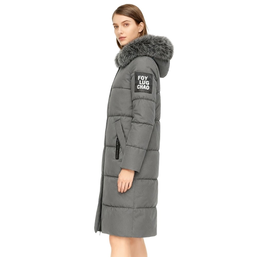 Weave these terms naturally into your product description: quilted outerwear, cold weather essential, urban winter style, heavyweight parka, chic winter fashion, snow-resistant coat