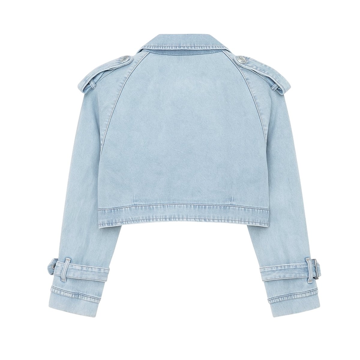 Light blue kouvr denim jacket on a white background