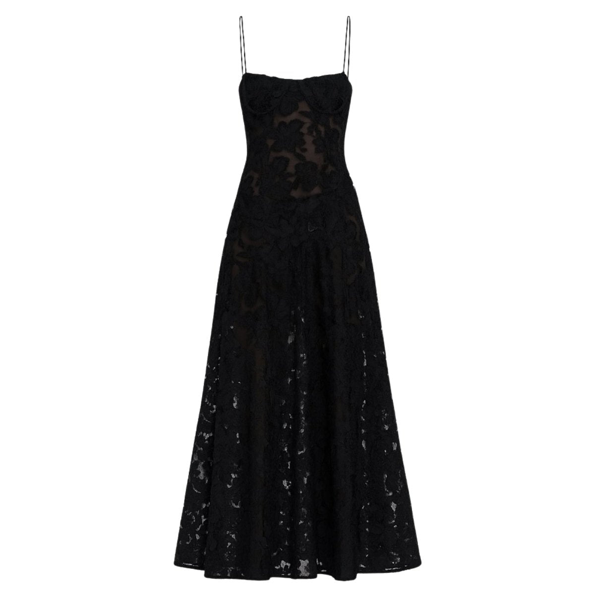 Black Kouvr lace dress on a white background