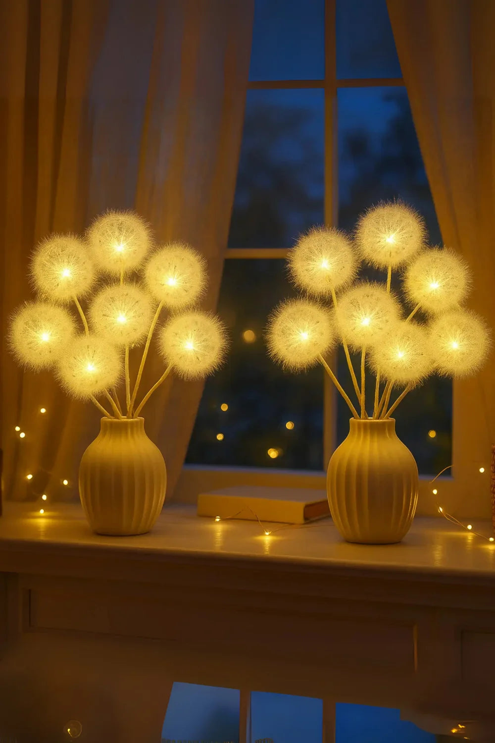 Ethereal lighting, whimsical home decor, fairy light lamp, botanical accent light, flower bouquet light, ambient mood light, cozy bedroom lamp, sculptural table light, unique nightstand lamp