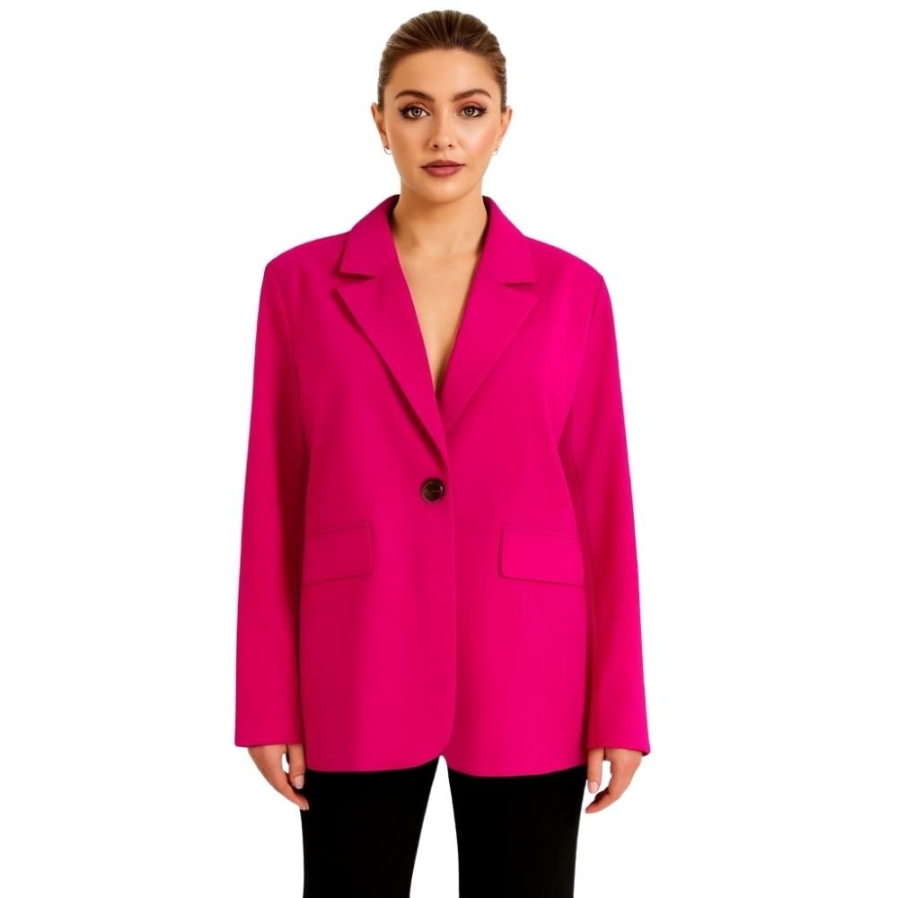 business casual jacket", "chic office wear", "notched lapel coat", "structured fit", "bold color outerwear", and "long sleeve blazer