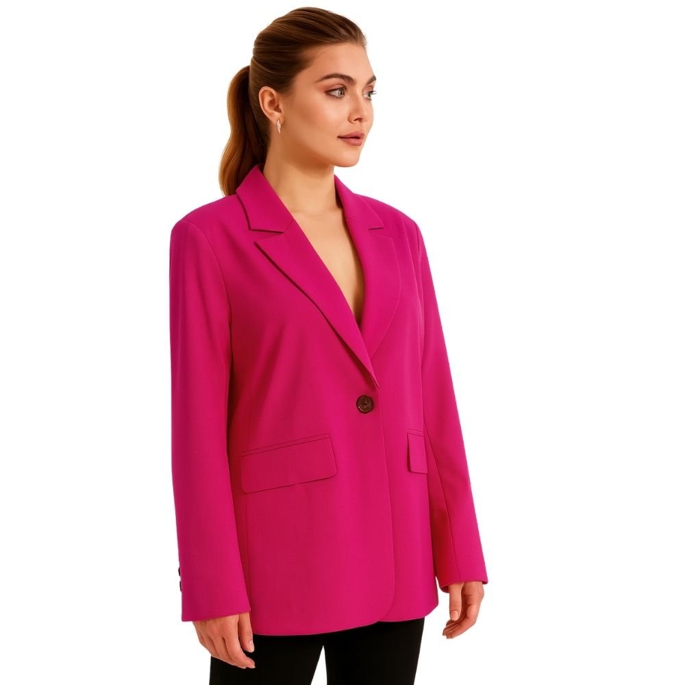 business casual jacket", "chic office wear", "notched lapel coat", "structured fit", "bold color outerwear", and "long sleeve blazer