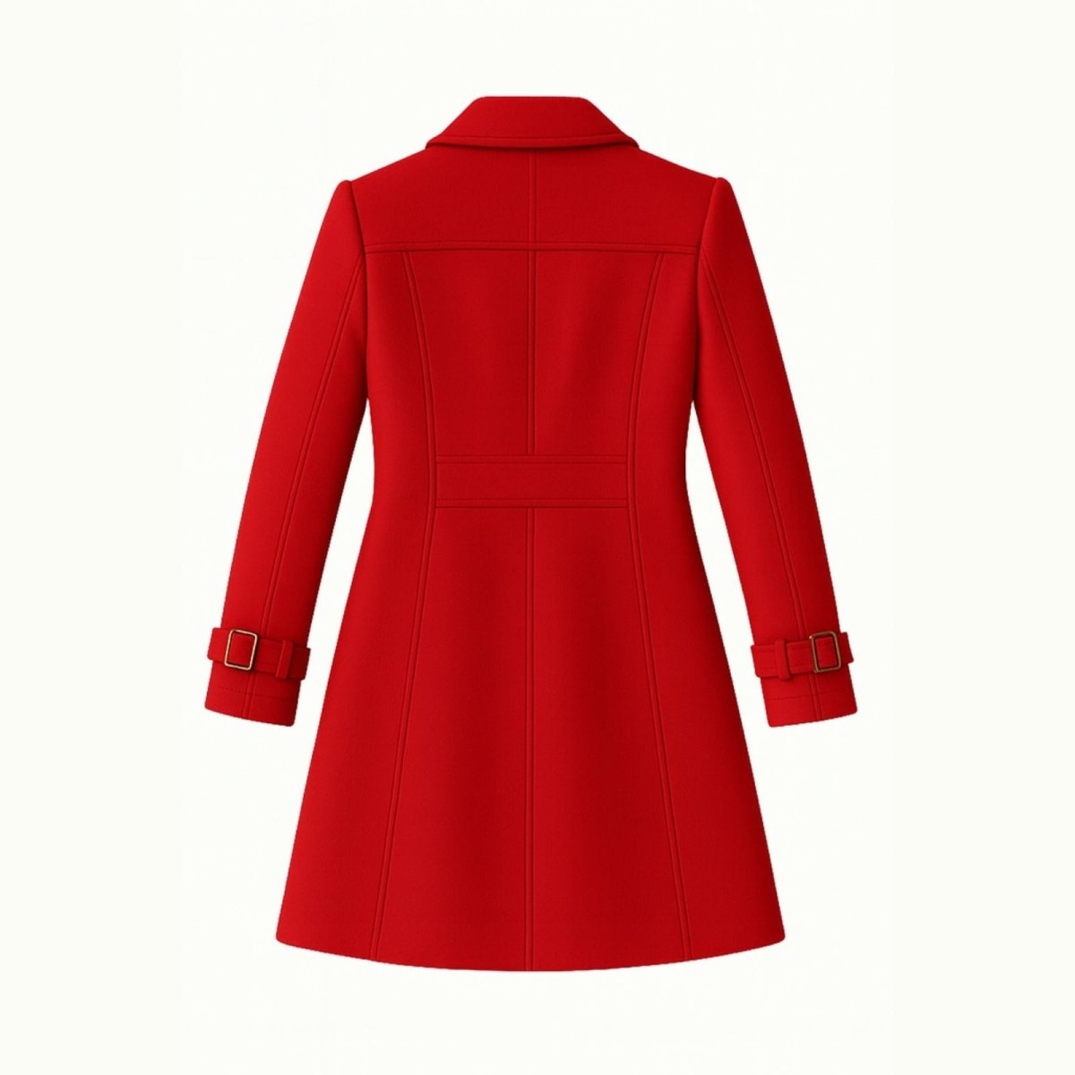 Red Kouvr coat on a white background