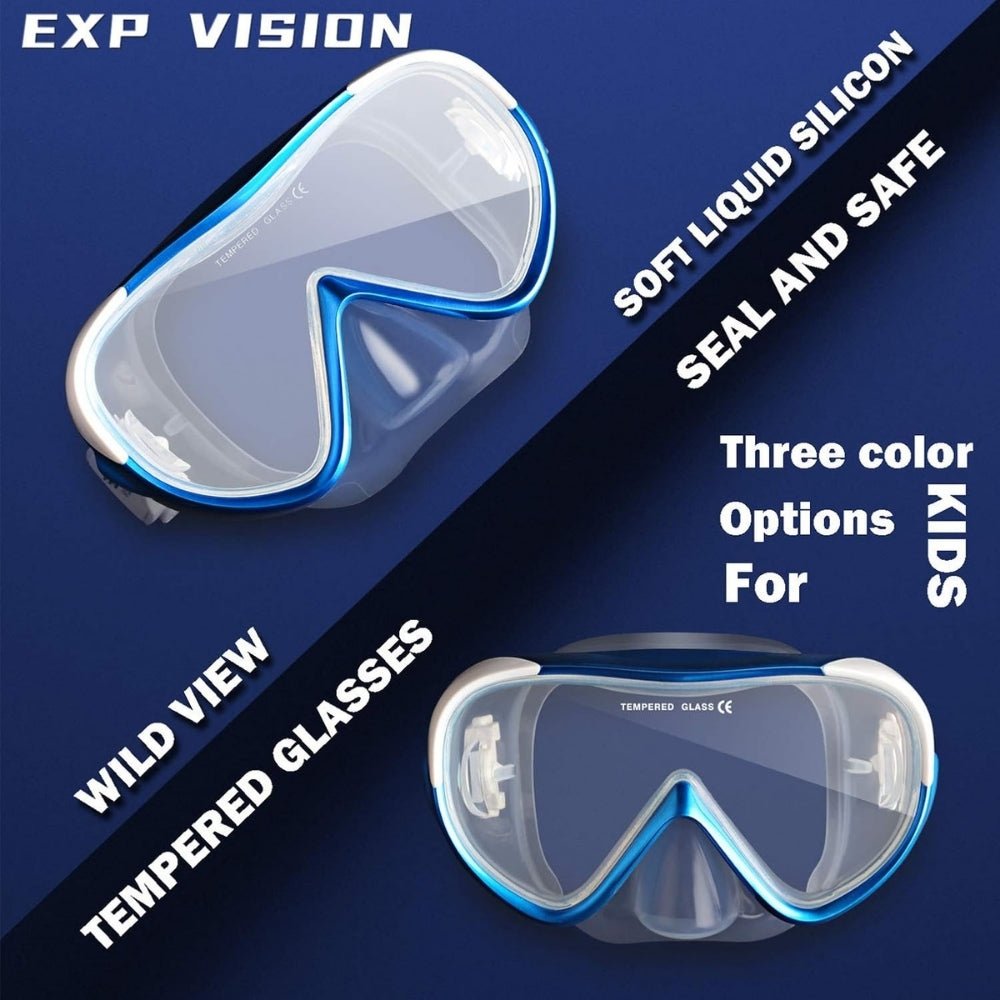 anti-leak," "panoramic view," "ocean exploration," "pool swimming," "beach vacation essential," "comfortable fit," and "easy breathing