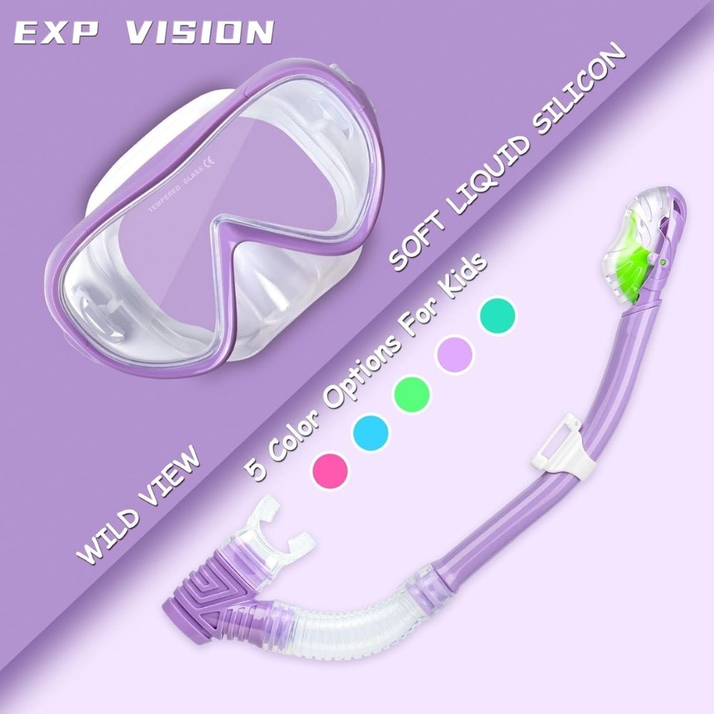 anti-leak," "panoramic view," "ocean exploration," "pool swimming," "beach vacation essential," "comfortable fit," and "easy breathing