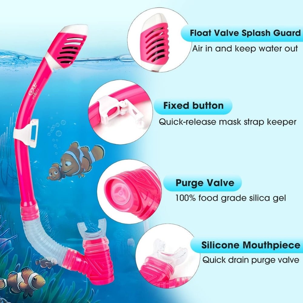 anti-leak," "panoramic view," "ocean exploration," "pool swimming," "beach vacation essential," "comfortable fit," and "easy breathing