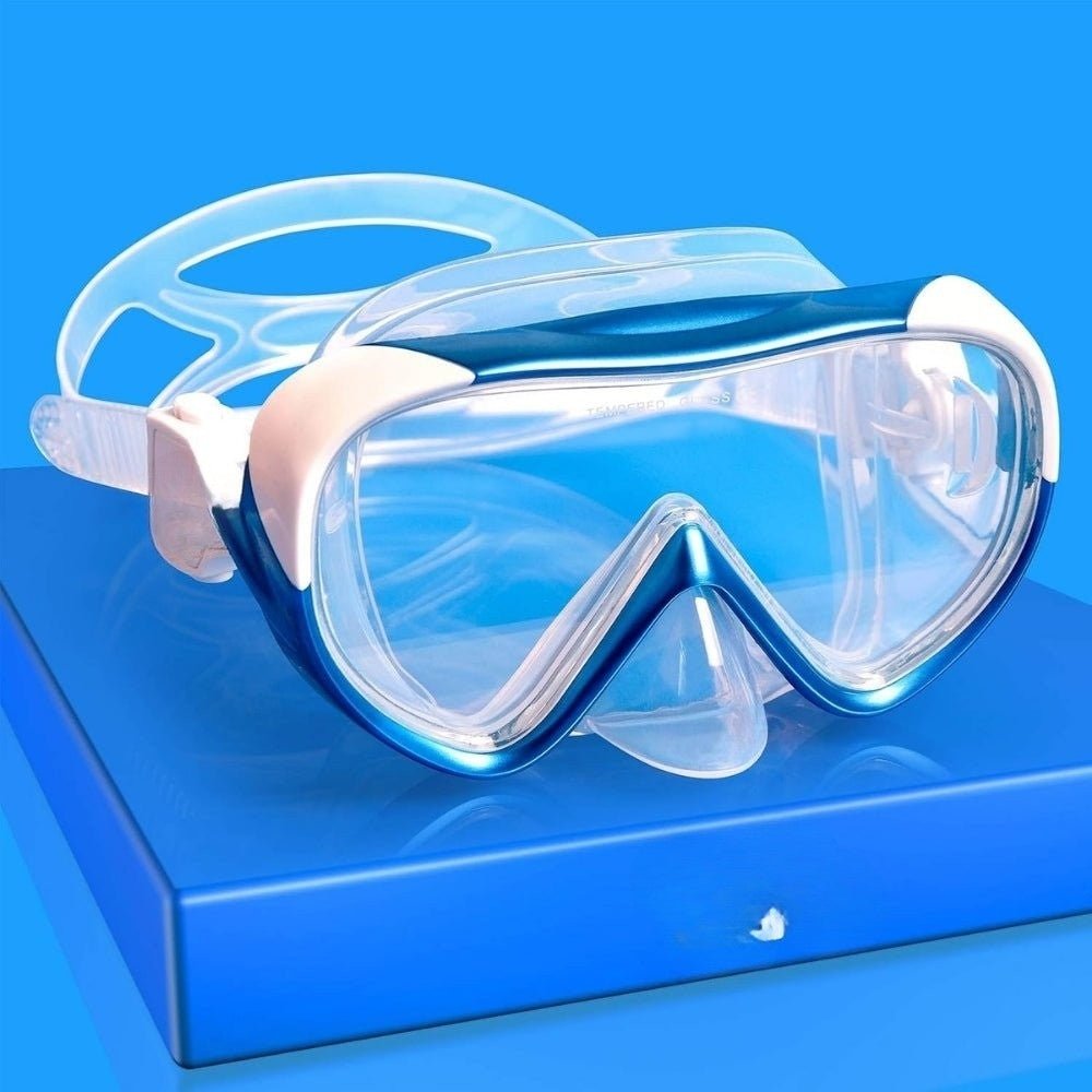 anti-leak," "panoramic view," "ocean exploration," "pool swimming," "beach vacation essential," "comfortable fit," and "easy breathing