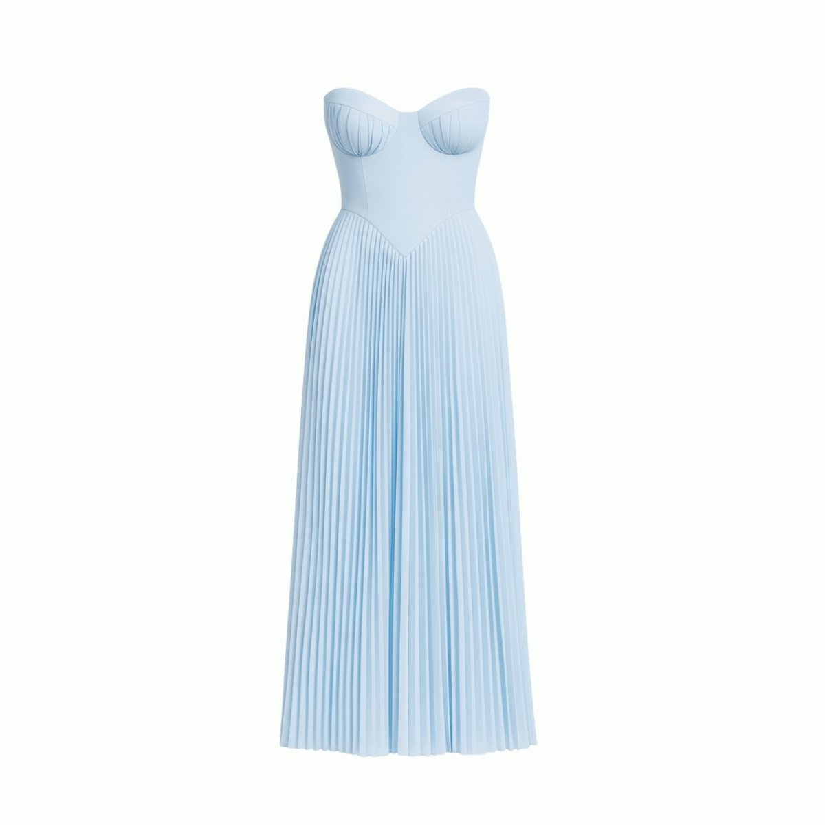 Light blue kouvr pleated dress on a white background