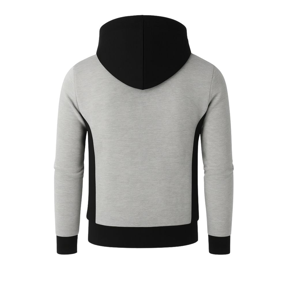 Beige kouvr hoodie with black accents on a white background