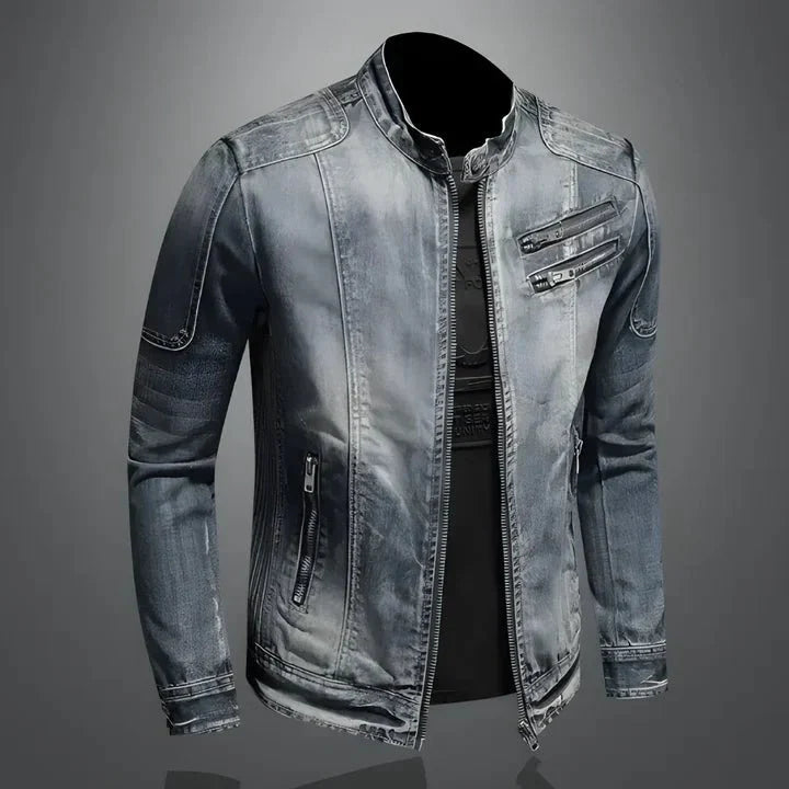 Kouvr Denim jacket on a gray background