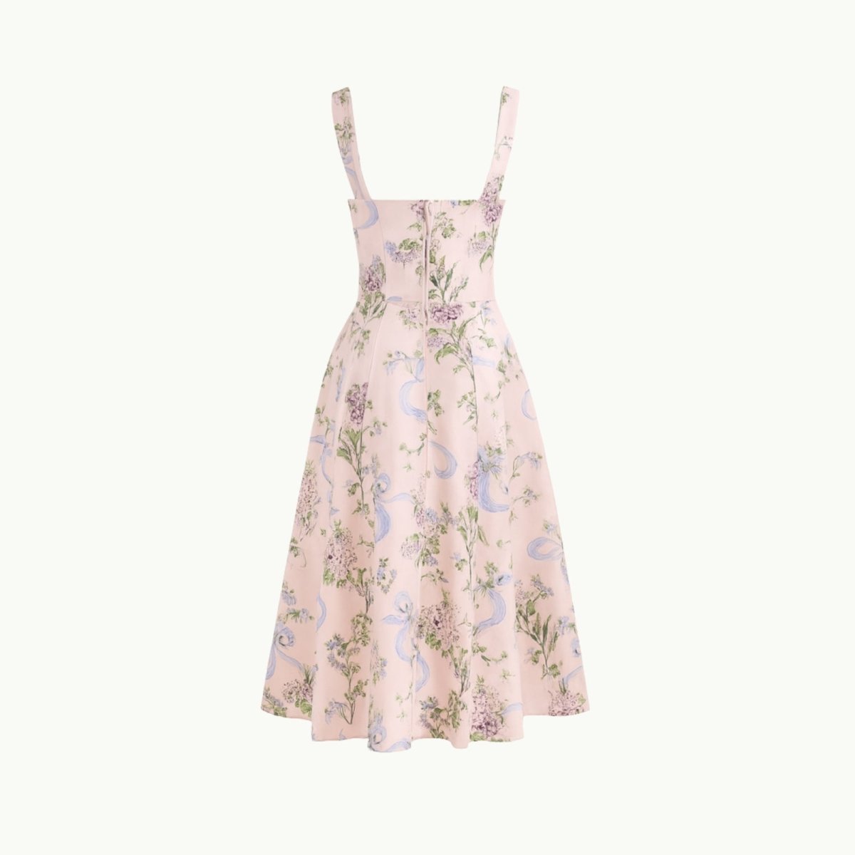 Pink Floral dress with straps on a white background