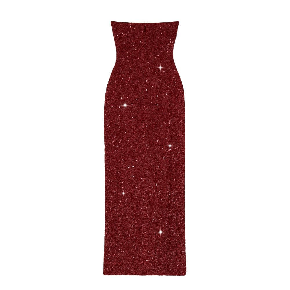 Red Kouvr glitter dress on a white background