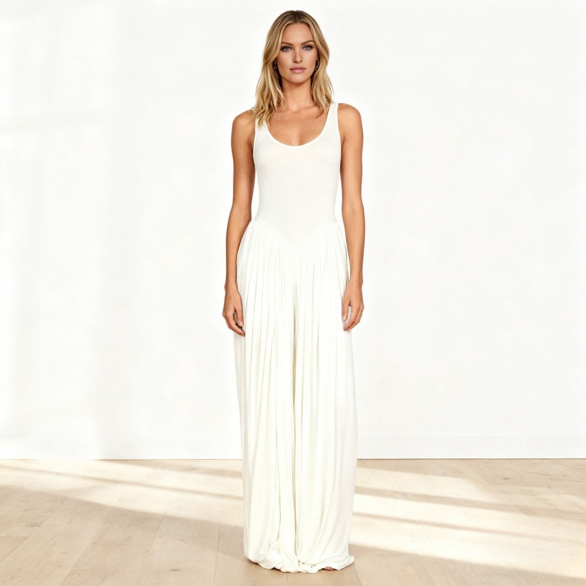 Kouvr Stacey white draped maxi dress