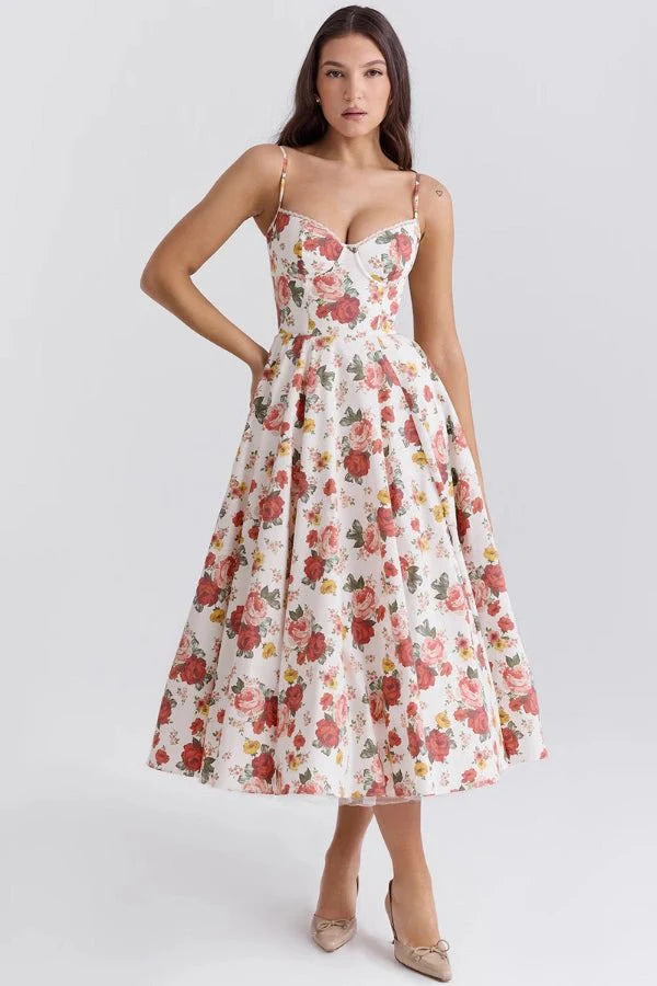 rockabilly," "A-line silhouette," "full circle skirt," "bustier top," "romantic attire.