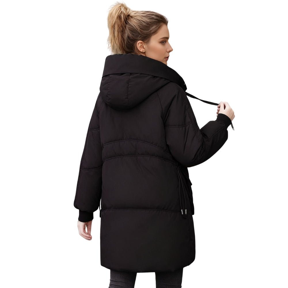 insulated down-alternative coat," "quilted outerwear," "cold weather jacket," and "urban winter fashion