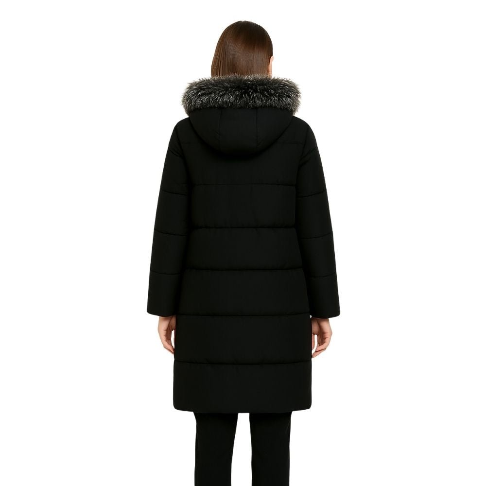 insulated overcoat, warm winter jacket, quilted coat, urban outerwear, heavyweight parka, stylish women's coat, weather-resistant.